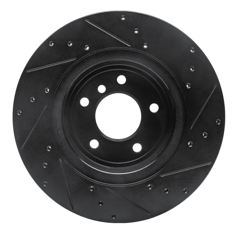 BMW Z4 Brake Rotor (1) - Rear Left - R1 Concepts - Drilled & Slotted - Black - `11-`16